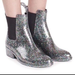NEW JEFFREY CAMPBELL SHINY GLITTER WOMEN HAVANA LAST RAIN BOOTS size 8 or 81/2